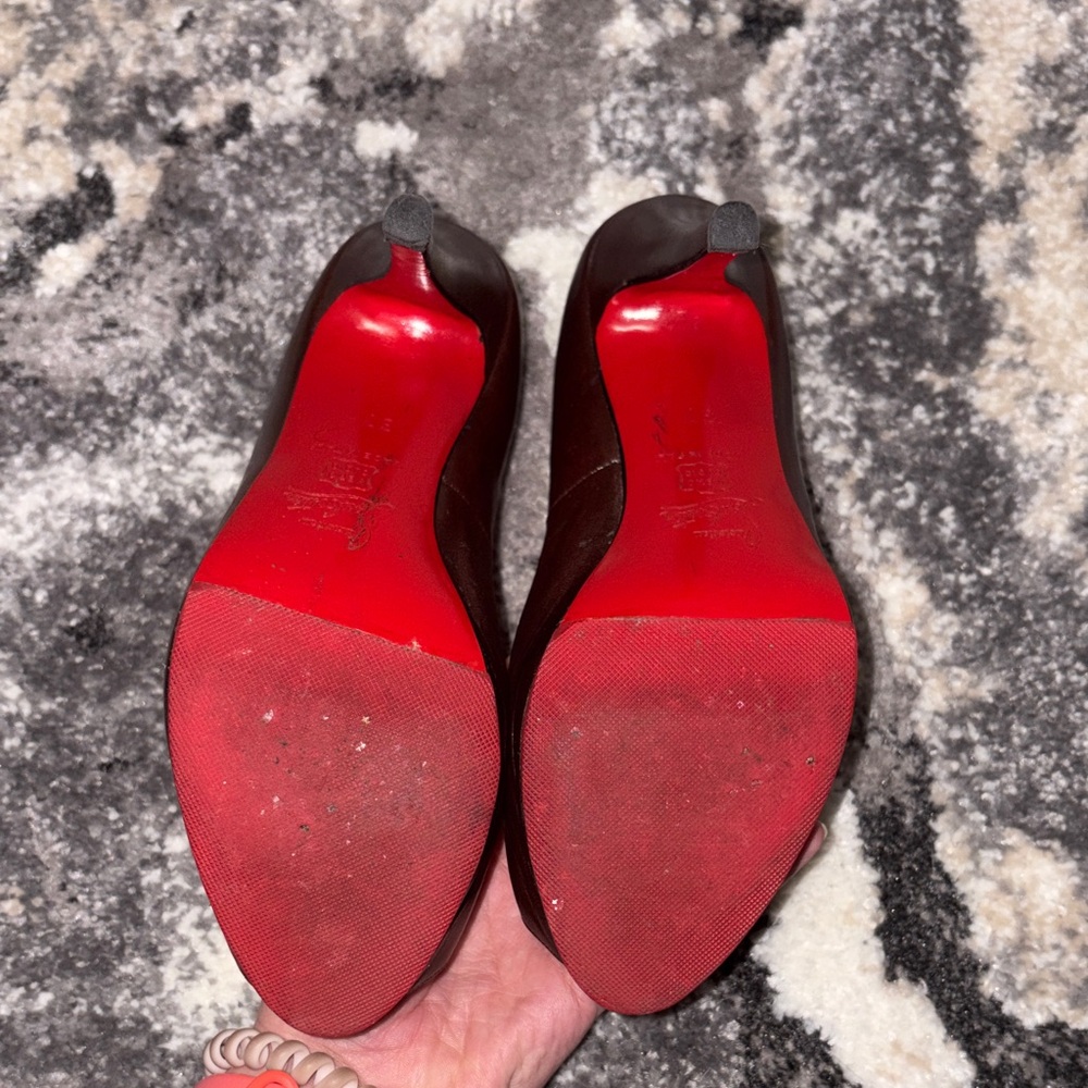 Christian Louboutin Dark Brown Peep Toe Heels - Picture 3 of 3